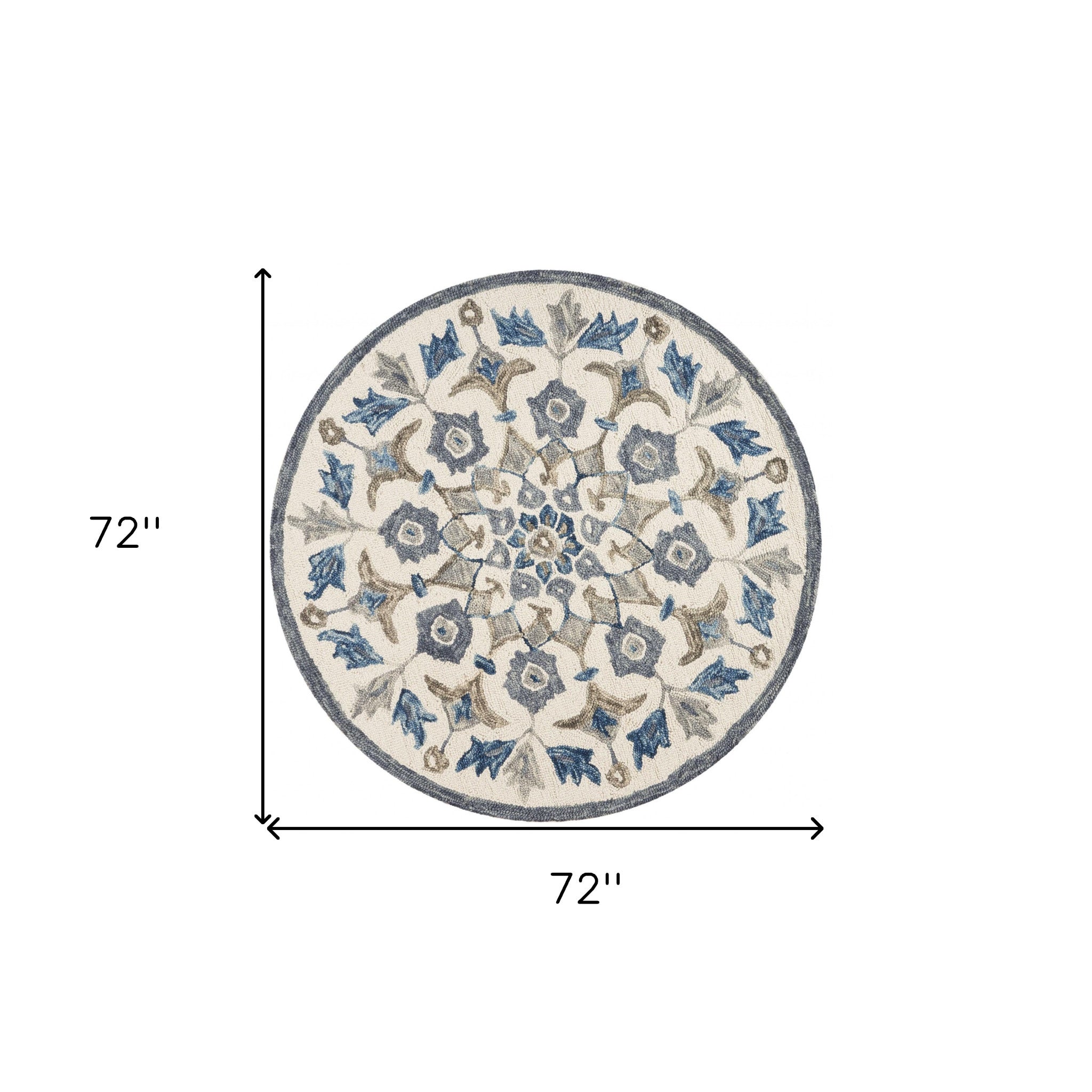 6' Round Blue Floral Oasis Area Rug-Area Rugs-DECOROLALA