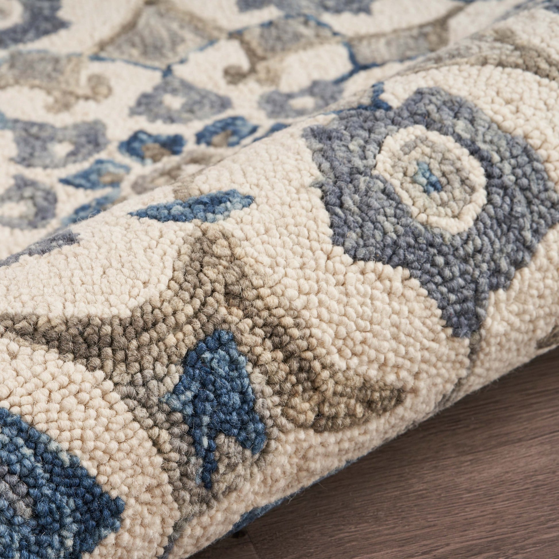 6' Round Blue Floral Oasis Area Rug-Area Rugs-DECOROLALA