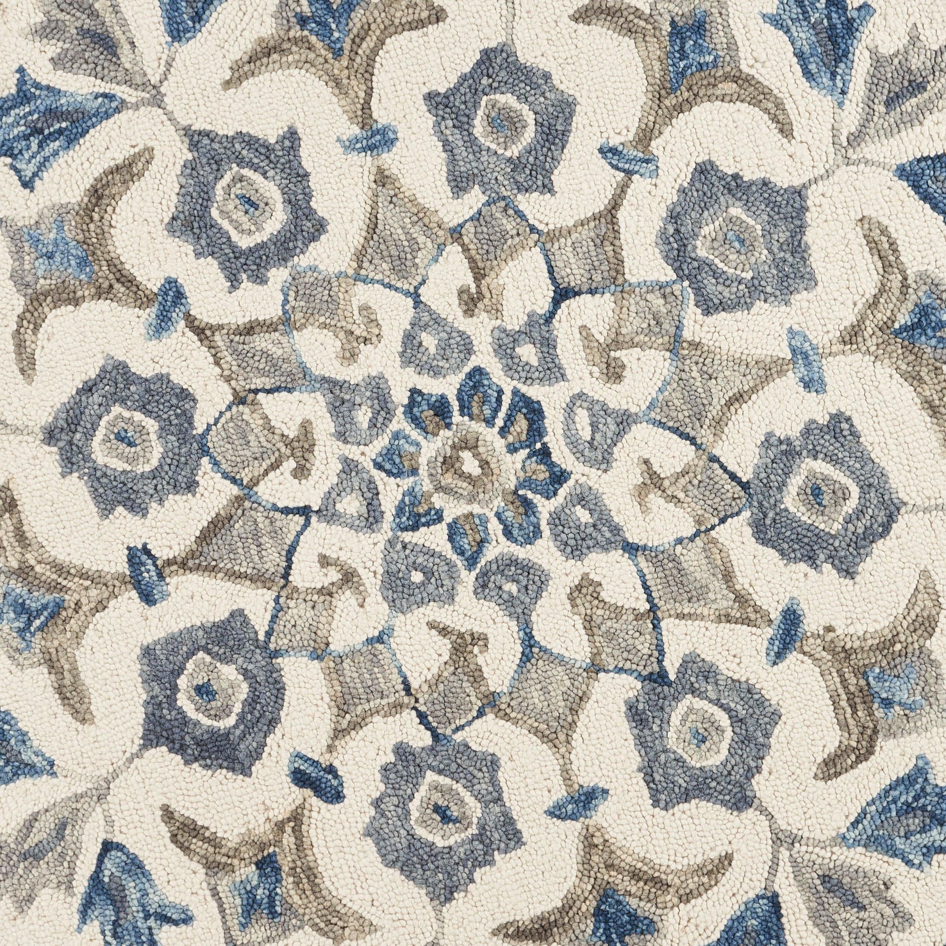 6' Round Blue Floral Oasis Area Rug-Area Rugs-DECOROLALA