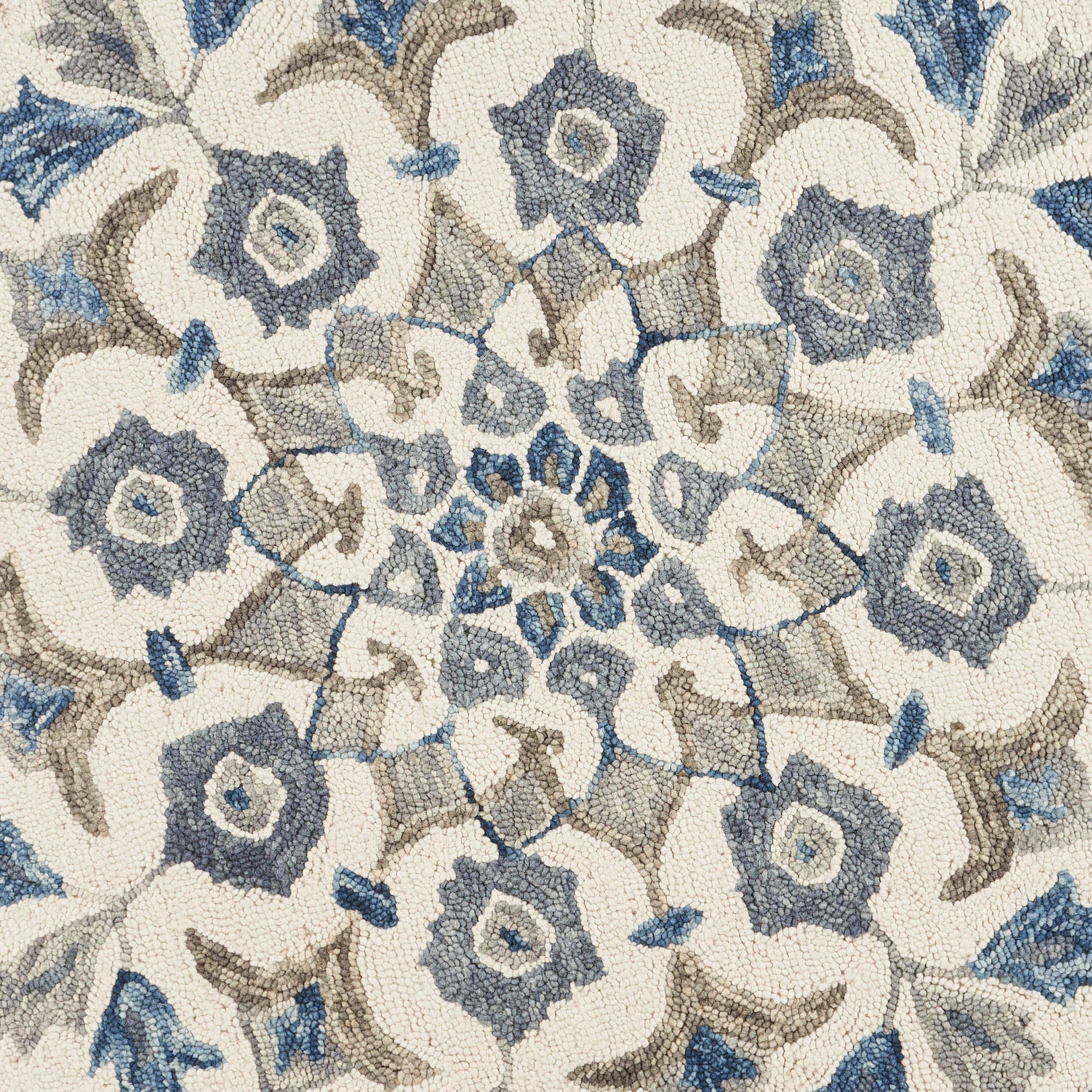 6' Round Blue Floral Oasis Area Rug-Area Rugs-DECOROLALA