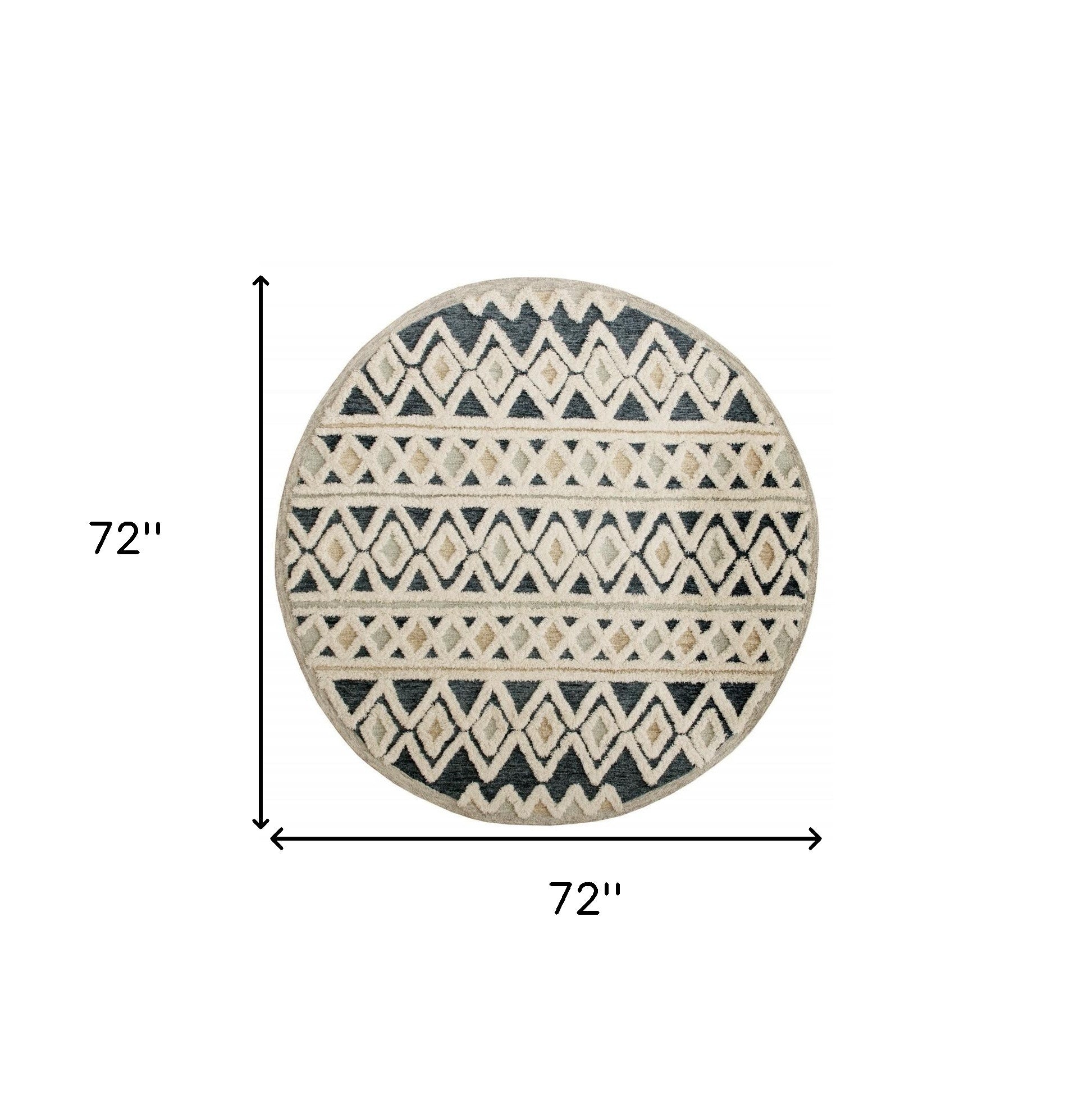 6' Round Blue and Cream Striped Diamonds Area Rug-Area Rugs-DECOROLALA