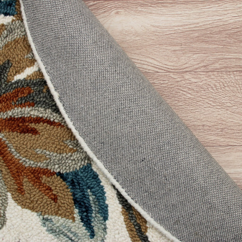 6' Round Blue and White Tropical Area Rug-Area Rugs-DECOROLALA