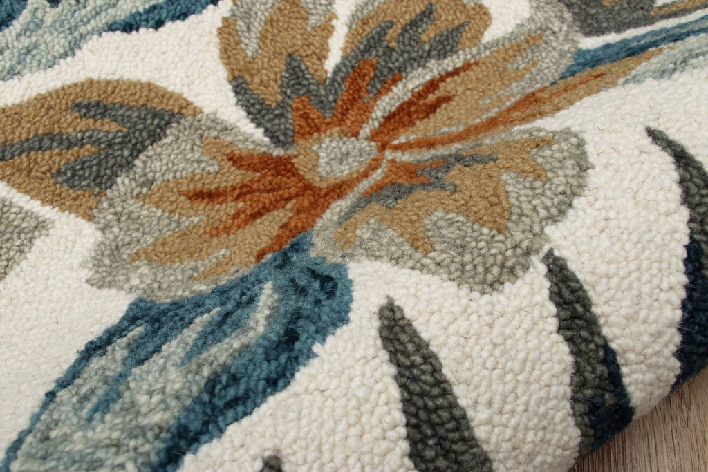 6' Round Blue and White Tropical Area Rug-Area Rugs-DECOROLALA