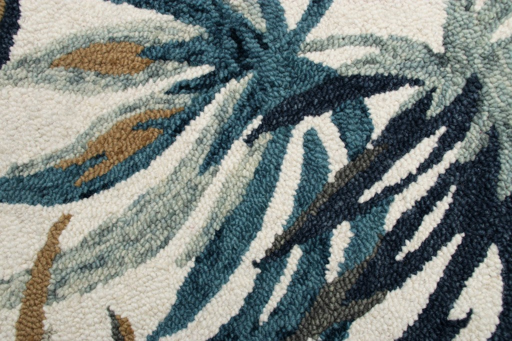 6' Round Blue and White Tropical Area Rug-Area Rugs-DECOROLALA