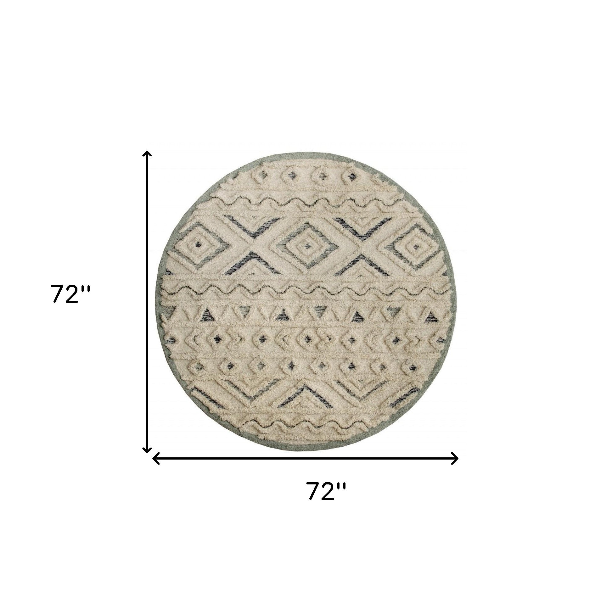 6' Round Cream Modern Geometric Area Rug-Area Rugs-DECOROLALA