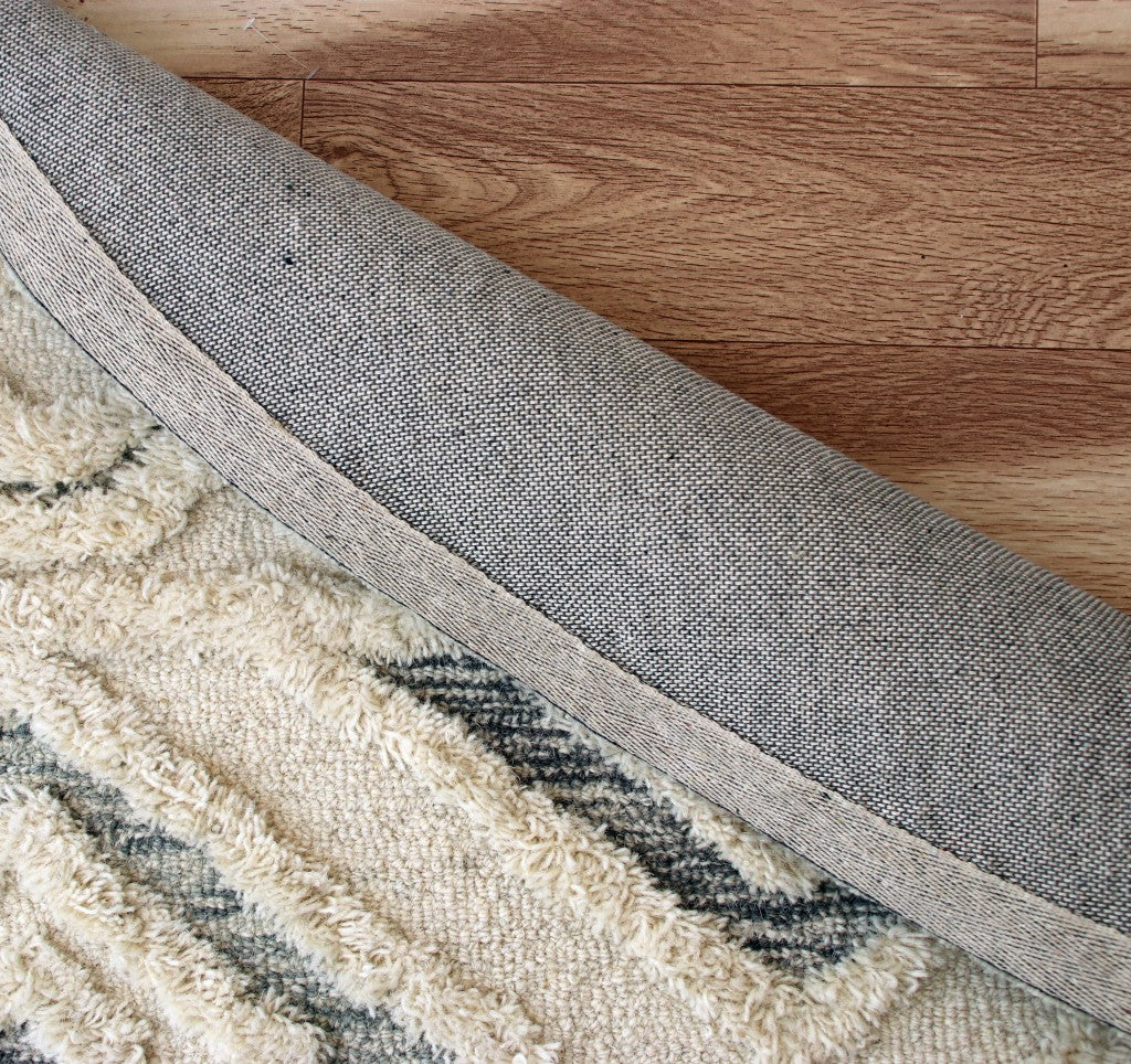 6' Round Cream Modern Geometric Area Rug-Area Rugs-DECOROLALA