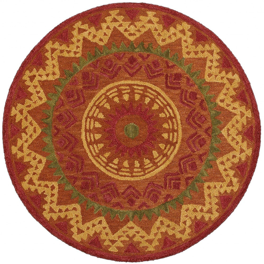 6' Round Orange Decorative Area Rug-Area Rugs-DECOROLALA