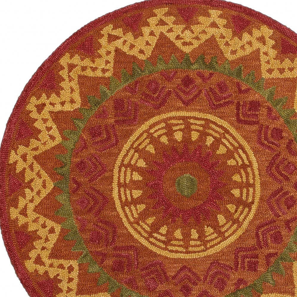 6' Round Orange Decorative Area Rug-Area Rugs-DECOROLALA