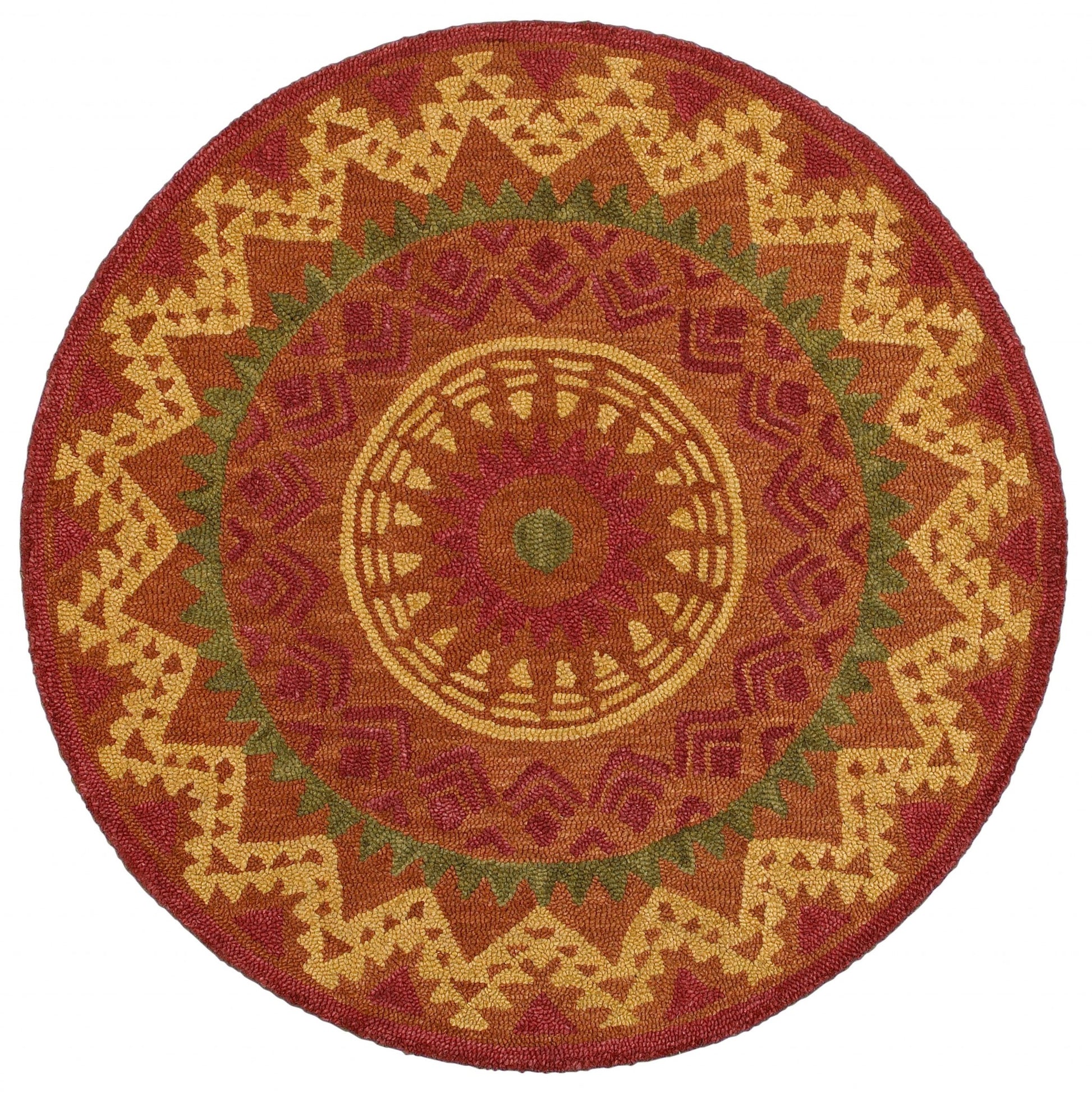 6' Round Orange Decorative Area Rug-Area Rugs-DECOROLALA