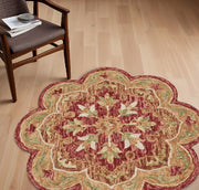 6' Round Rustic Red Scalloped Edge Area Rug-Area Rugs-DECOROLALA