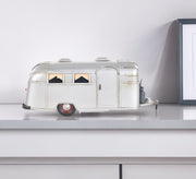 6" Silver Metal Hand Painted Silver Camping Trailer Model Car-Sculptures-DECOROLALA