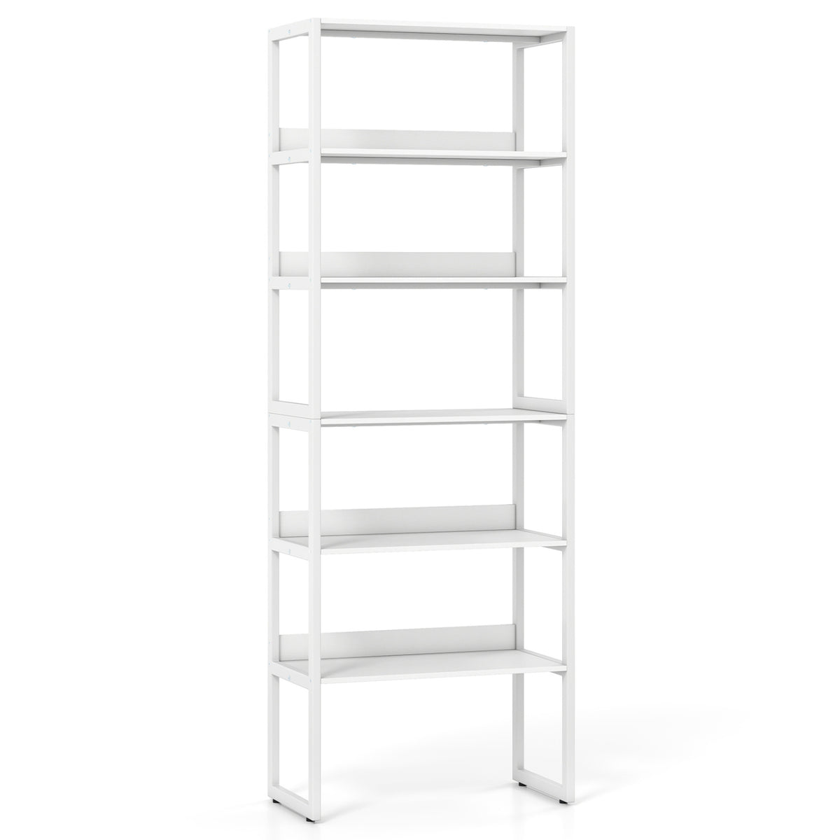 6-Tier Book Shelf with Metal Frame and 4 Anti-Tipping Kits Detachable Shelves-White-Bookcases-DECOROLALA