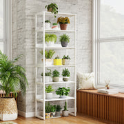 6-Tier Book Shelf with Metal Frame and 4 Anti-Tipping Kits Detachable Shelves-White-Bookcases-DECOROLALA