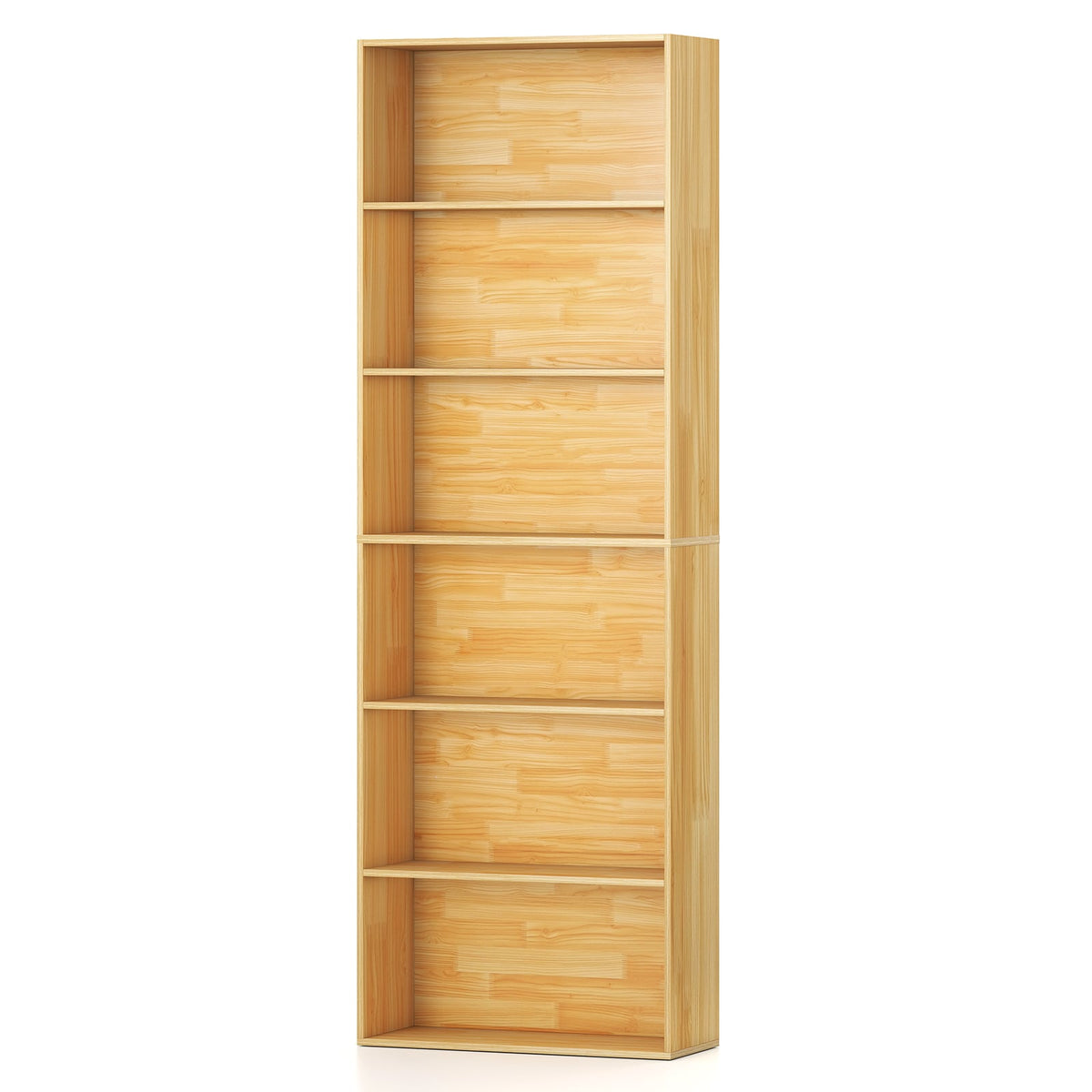 6-Tier Bookcase with 6 Open Shelves and Anti-Toppling Kits-Wood-Bookcases-DECOROLALA