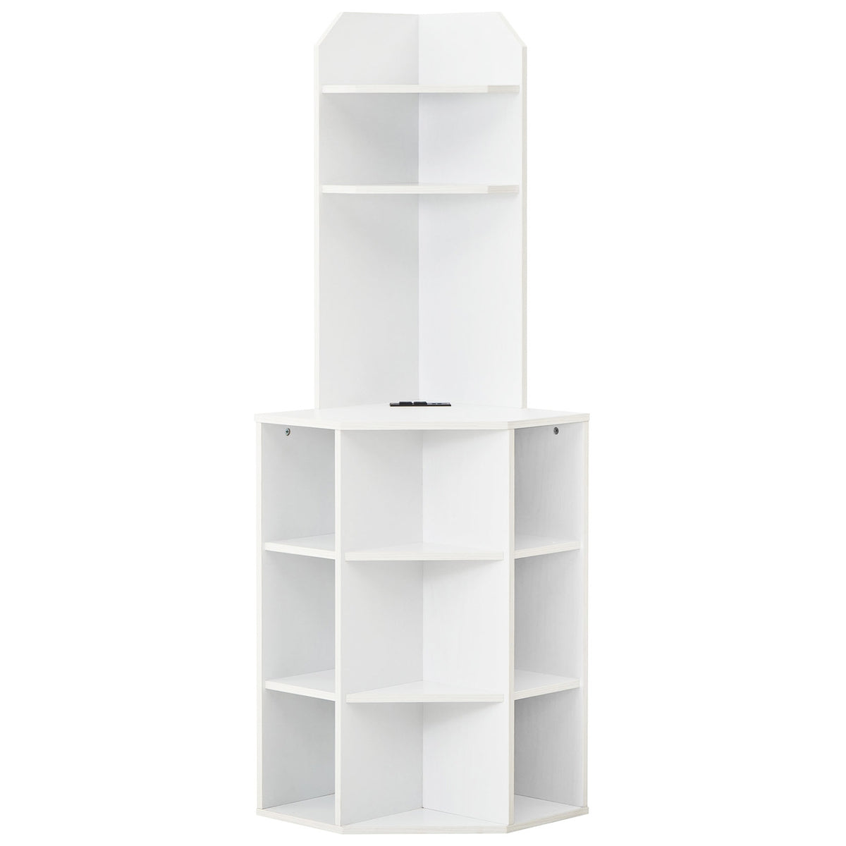 6-Tier Corner Shelf with Charging Station and 2 USB Ports-White-Bookcases-DECOROLALA