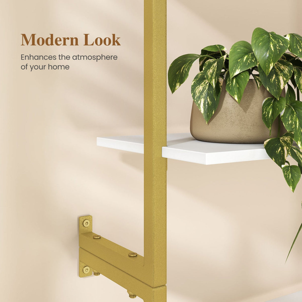 6-Tier Freestanding ladder Storage bookshelf with Metal Frame for Study and Pantry-White-Bookcases-DECOROLALA