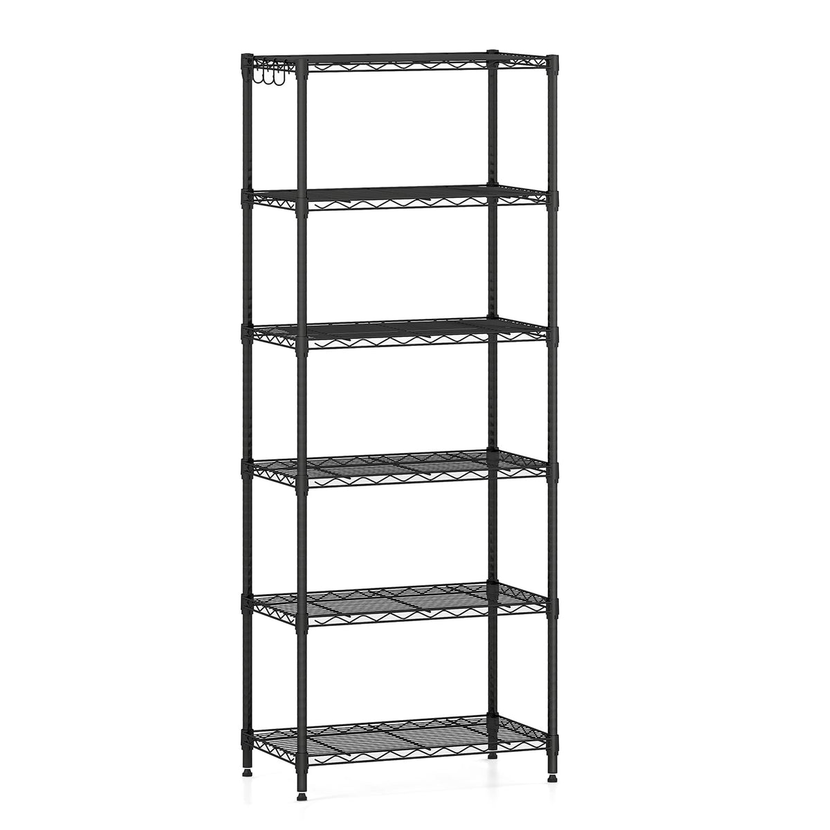 6-Tier Metal Storage Shelving Unit with V-Shaped Wire Rack and 900 LBS Capacity-Black-Garages-DECOROLALA