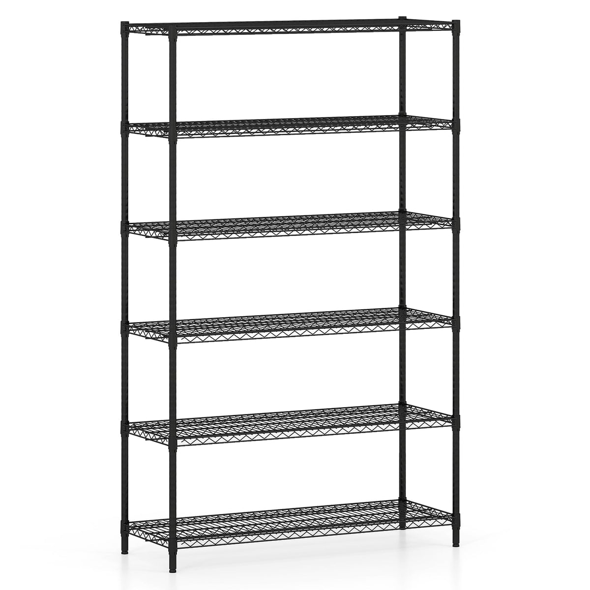 6-Tier Metal Storage Shelving Unit with V-Shaped Wire Rack for Home Garage-Black-Garages-DECOROLALA