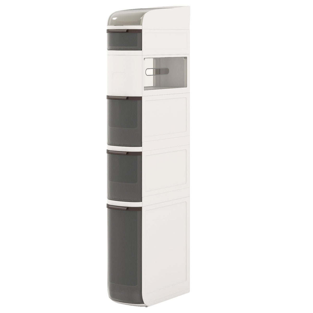 6-Tier Narrow Bathroom Storage Cabinet - 7" White Slim Cart-Floor Cabinets-DECOROLALA