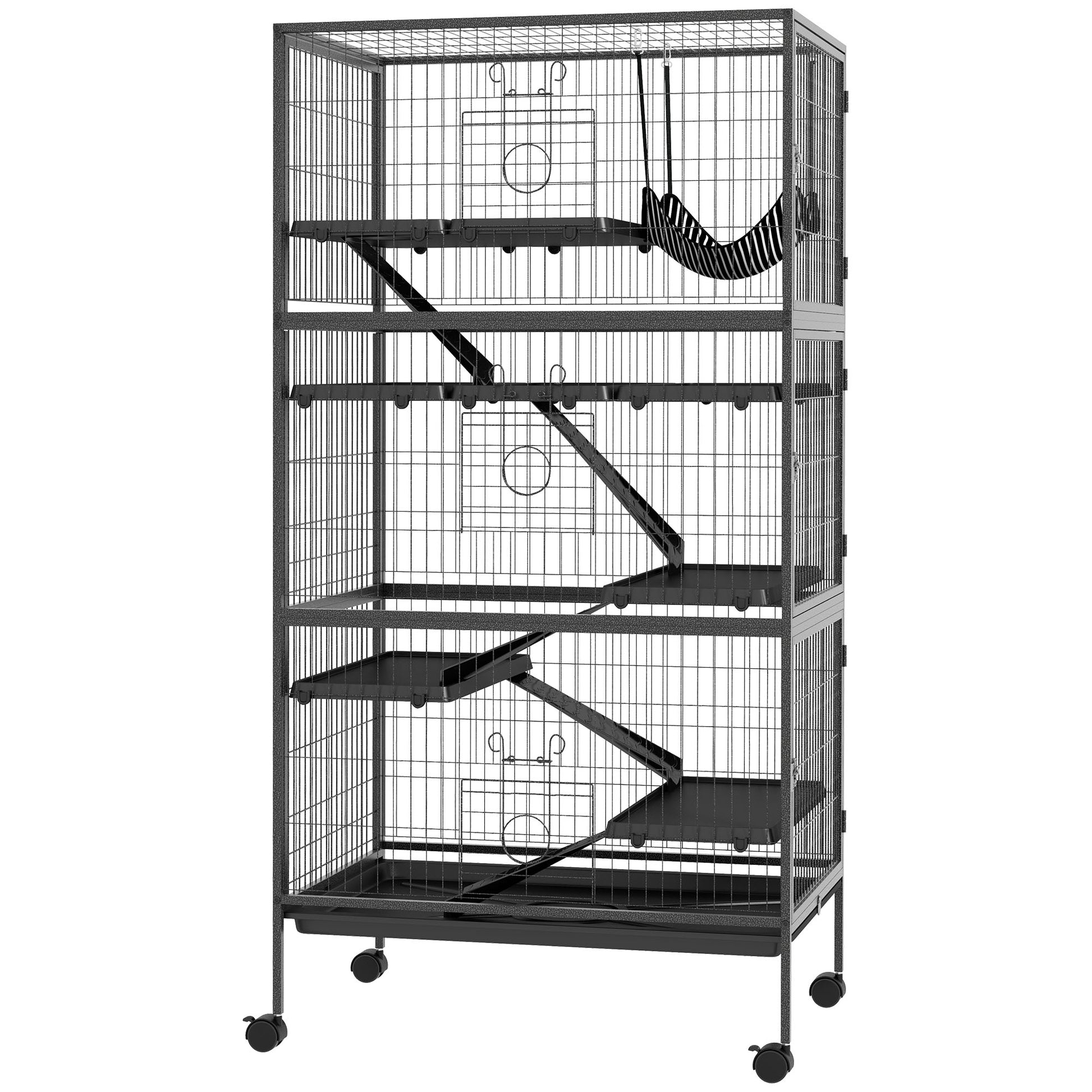 6-Tier Rolling Small Animal Cage - Charcoal Grey-DECOROLALA