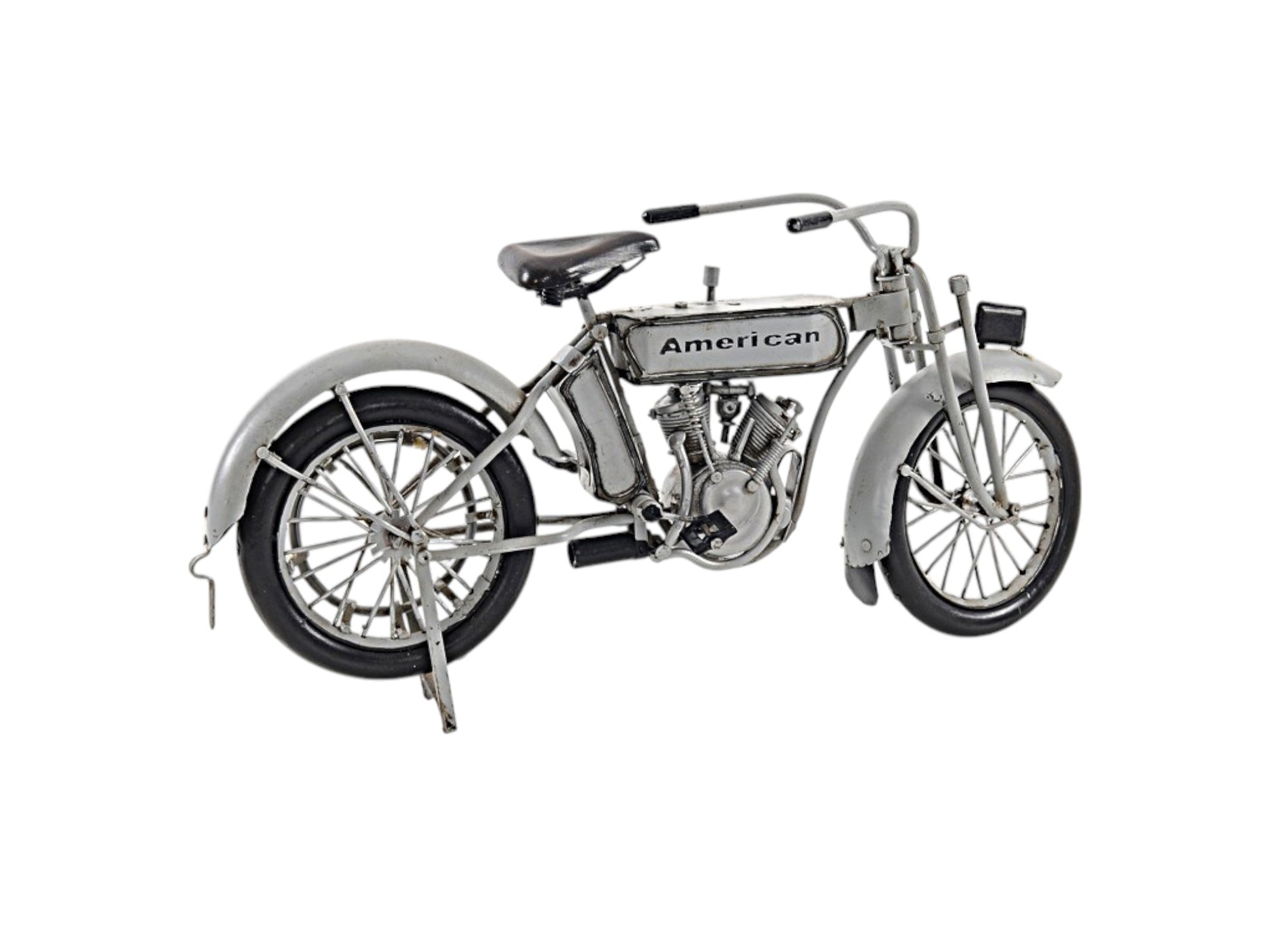 6" White Metal Hand Painted Model Motorcycle Tabletop Sculpture-Sculptures-DECOROLALA