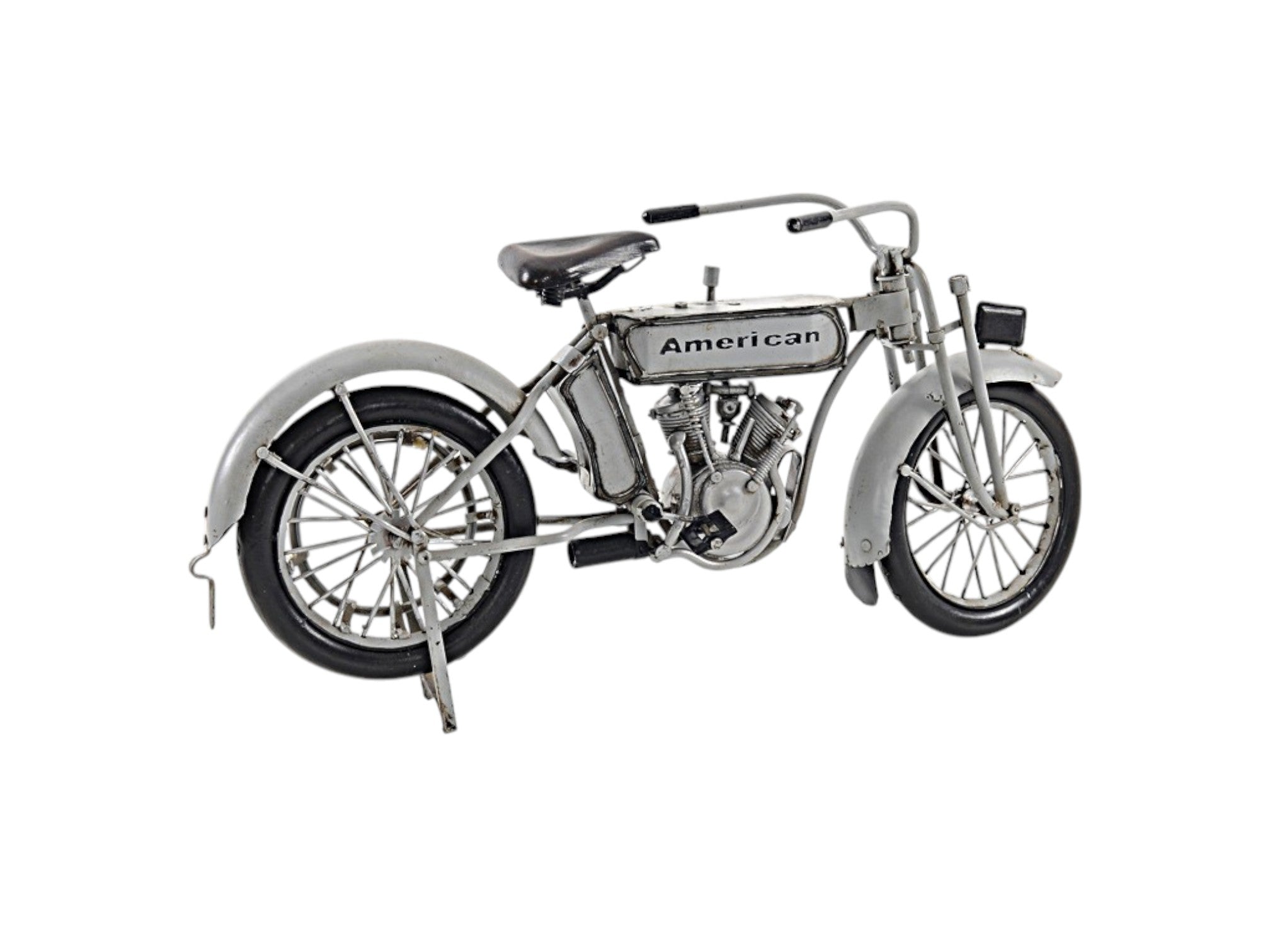 6" White Metal Hand Painted Model Motorcycle Tabletop Sculpture-Sculptures-DECOROLALA