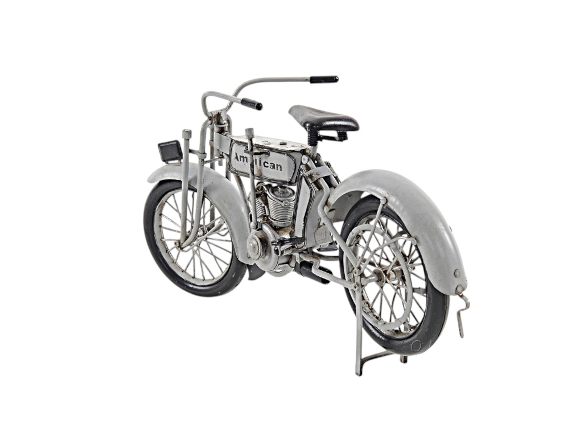 6" White Metal Hand Painted Model Motorcycle Tabletop Sculpture-Sculptures-DECOROLALA