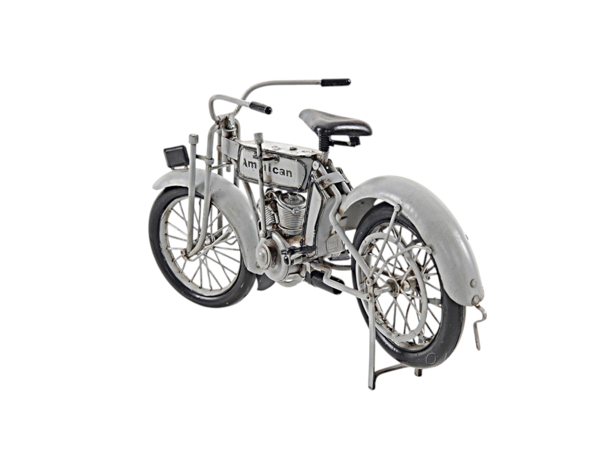 6" White Metal Hand Painted Model Motorcycle Tabletop Sculpture-Sculptures-DECOROLALA