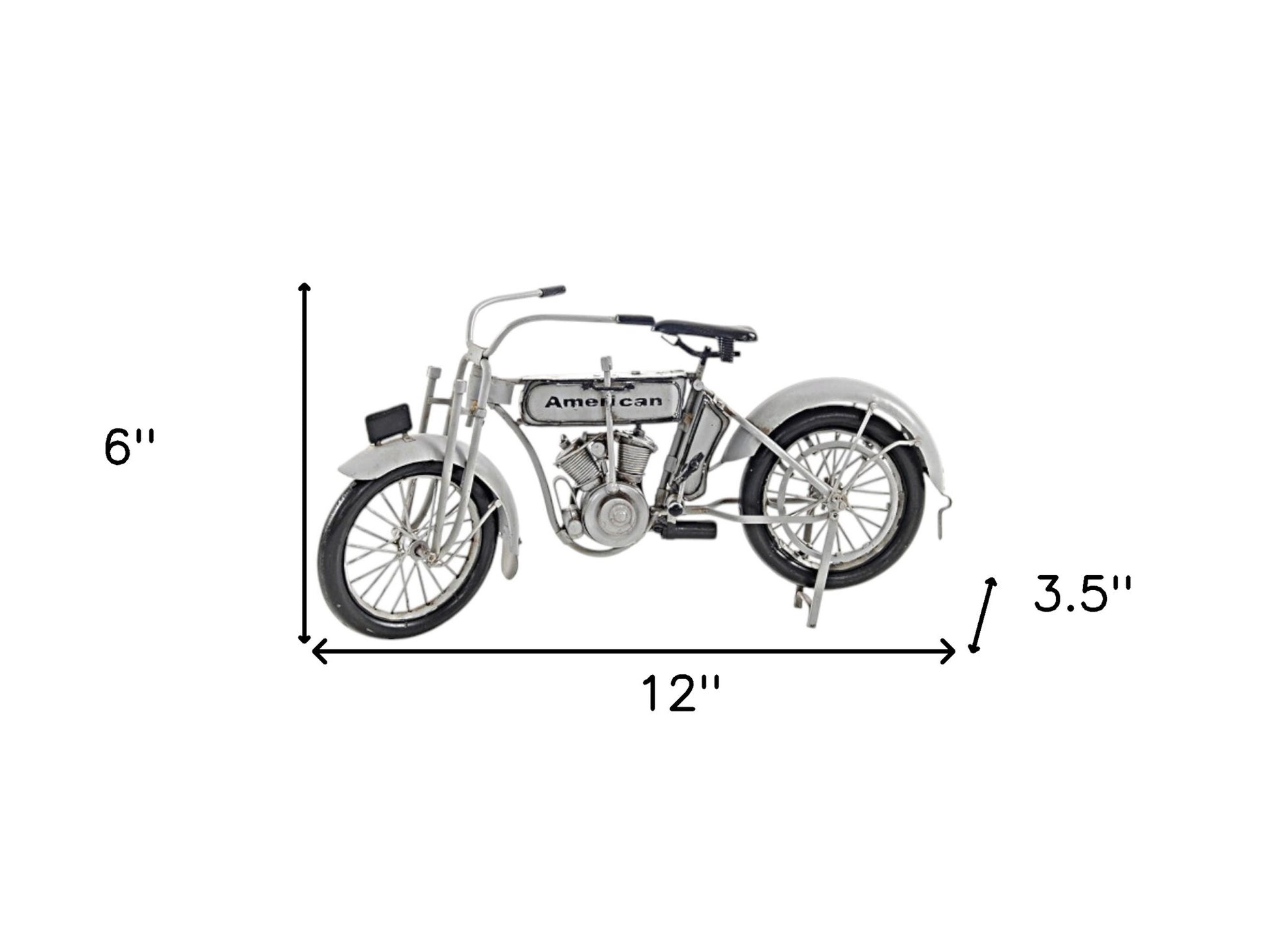 6" White Metal Hand Painted Model Motorcycle Tabletop Sculpture-Sculptures-DECOROLALA