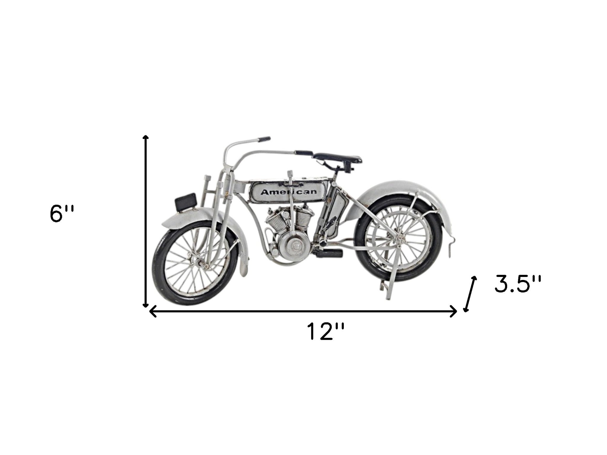 6" White Metal Hand Painted Model Motorcycle Tabletop Sculpture-Sculptures-DECOROLALA