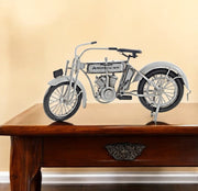 6" White Metal Hand Painted Model Motorcycle Tabletop Sculpture-Sculptures-DECOROLALA