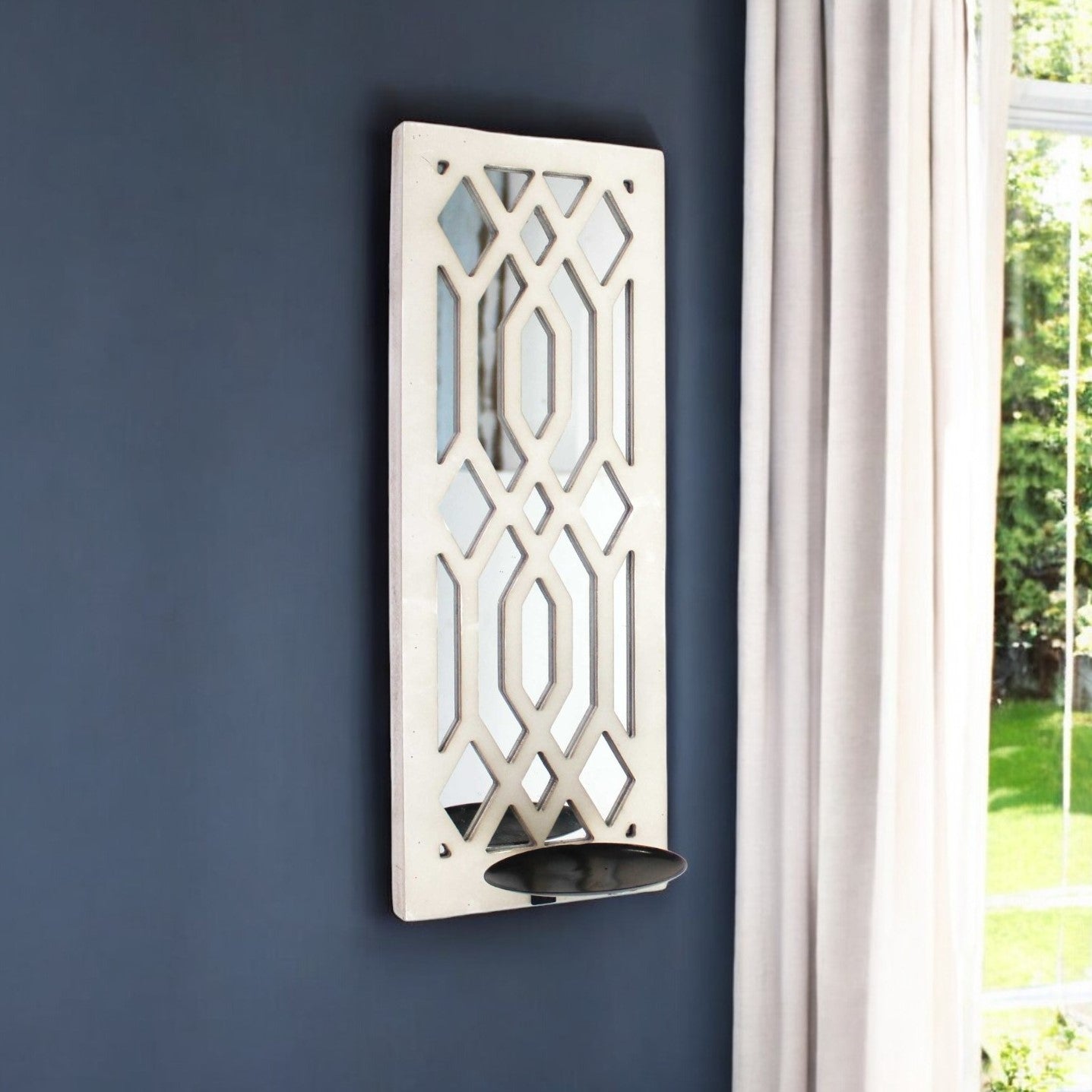 6" White Wood Wall Sconce Candle Holder-Candle Holders-DECOROLALA