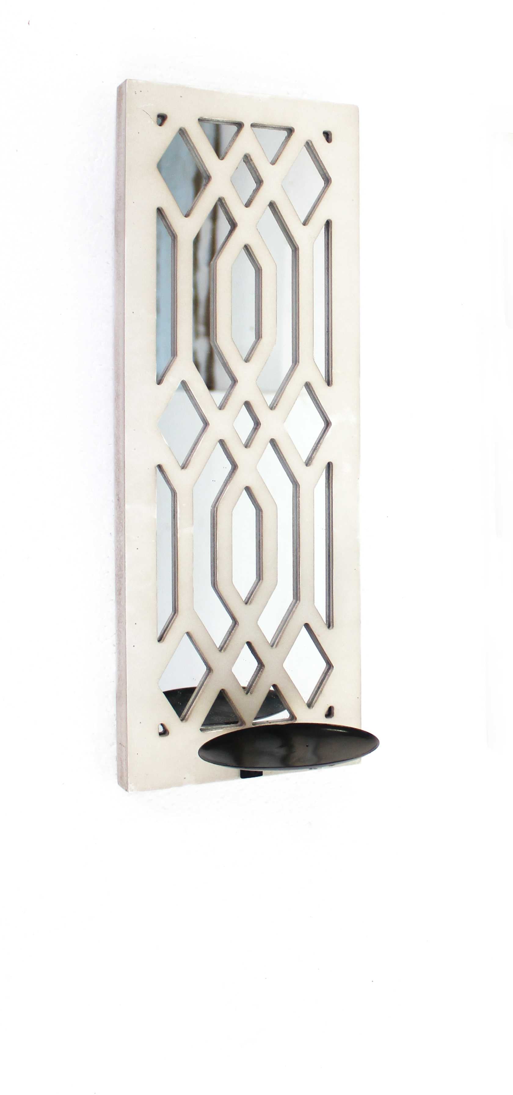 6" White Wood Wall Sconce Candle Holder-Candle Holders-DECOROLALA