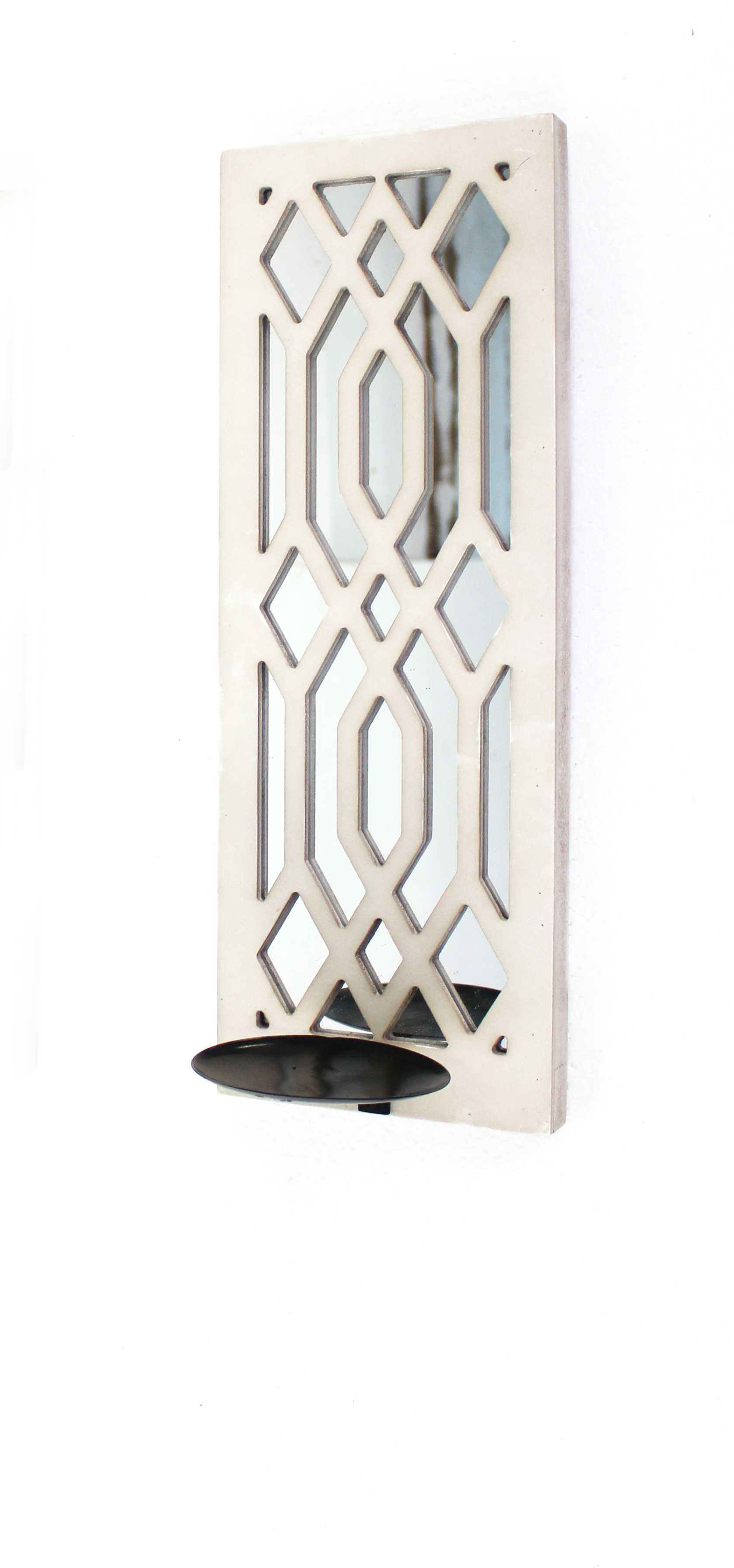6" White Wood Wall Sconce Candle Holder-Candle Holders-DECOROLALA