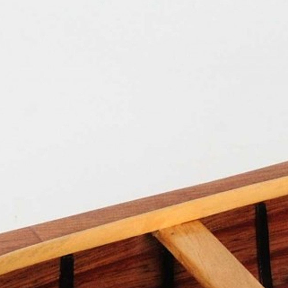 6" Wood Brown Solid Wood Hand Painted Model Boat Tabletop Sculpture-Sculptures-DECOROLALA