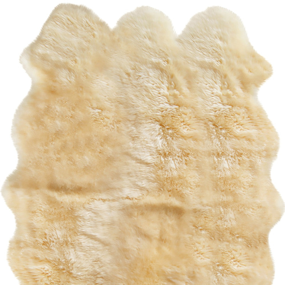 6' X 6' Gold Shag Sheepskin Area Rug-Area Rugs-DECOROLALA