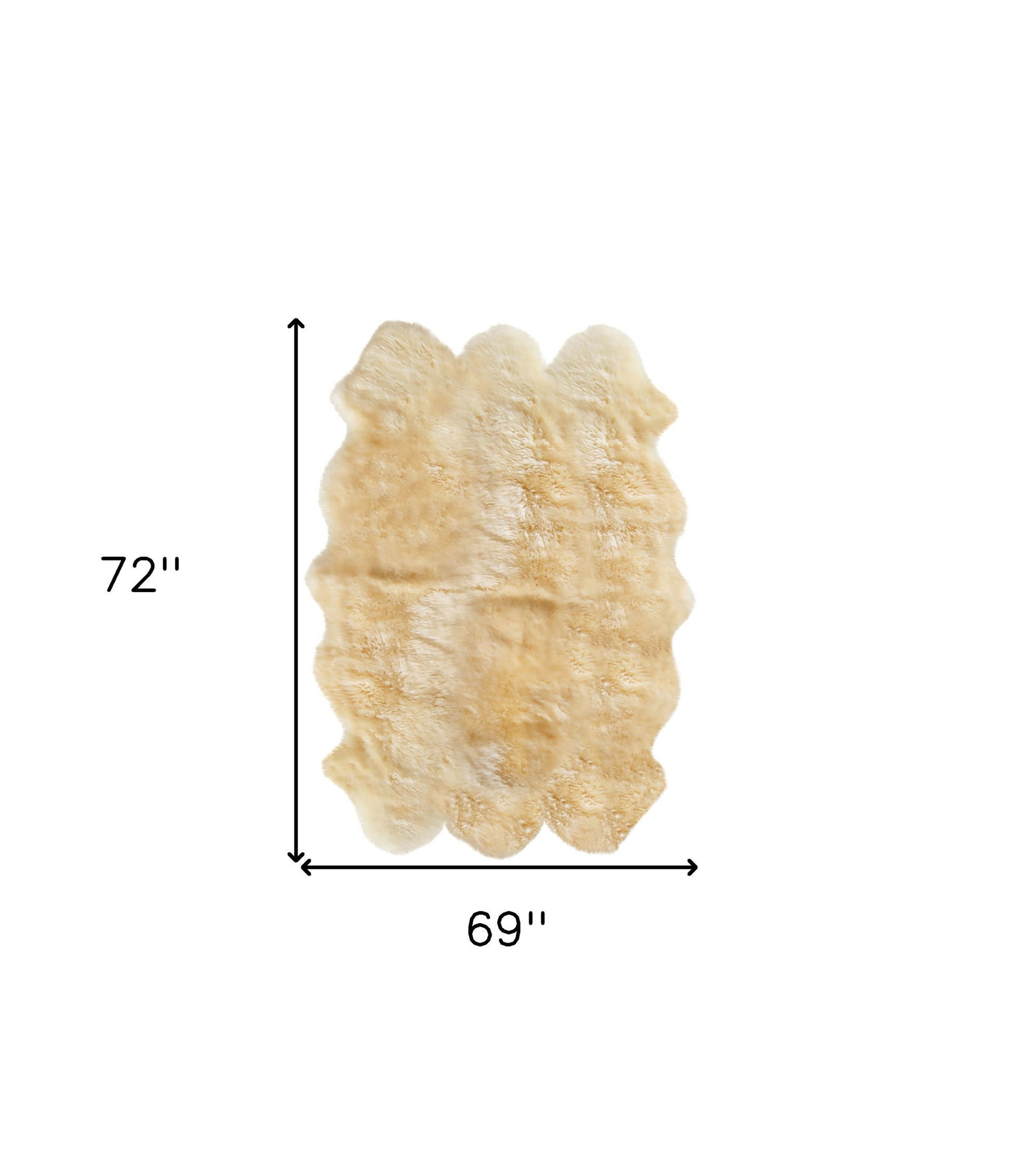 6' X 6' Gold Shag Sheepskin Area Rug-Area Rugs-DECOROLALA