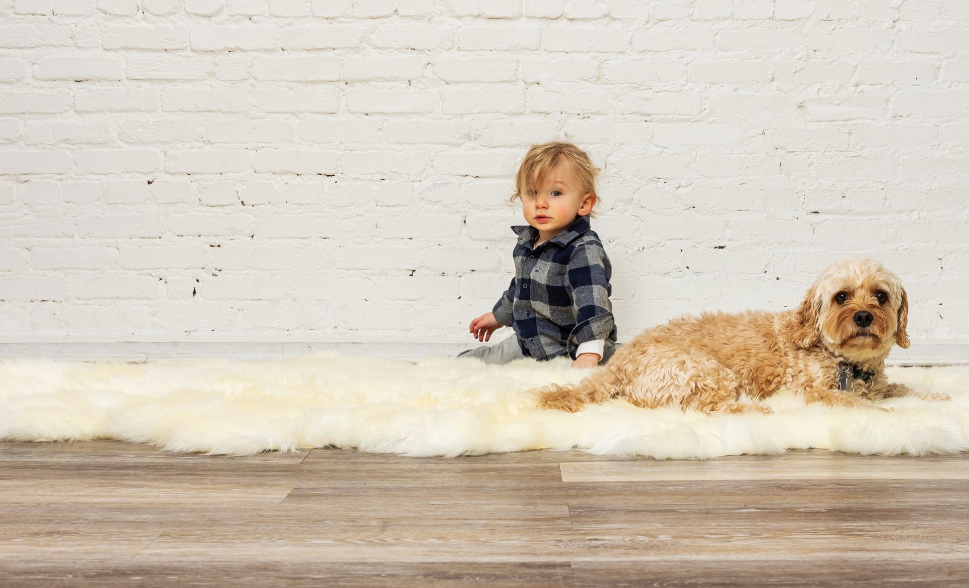 6' X 6' Natural Sheepskin Non Skid Area Rug-Area Rugs-DECOROLALA