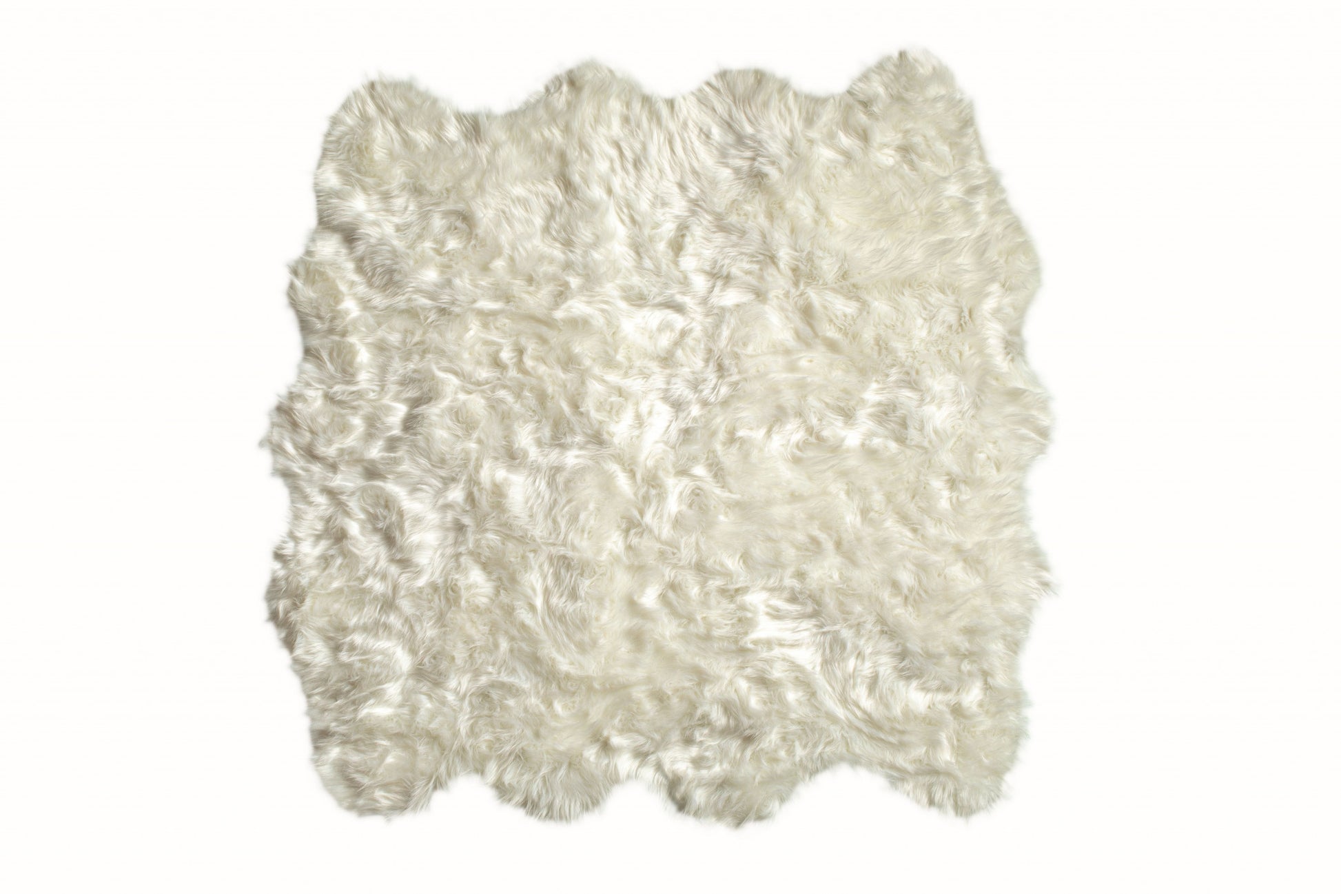 6' X 6' Off White Faux Fur Area Rug-Area Rugs-DECOROLALA