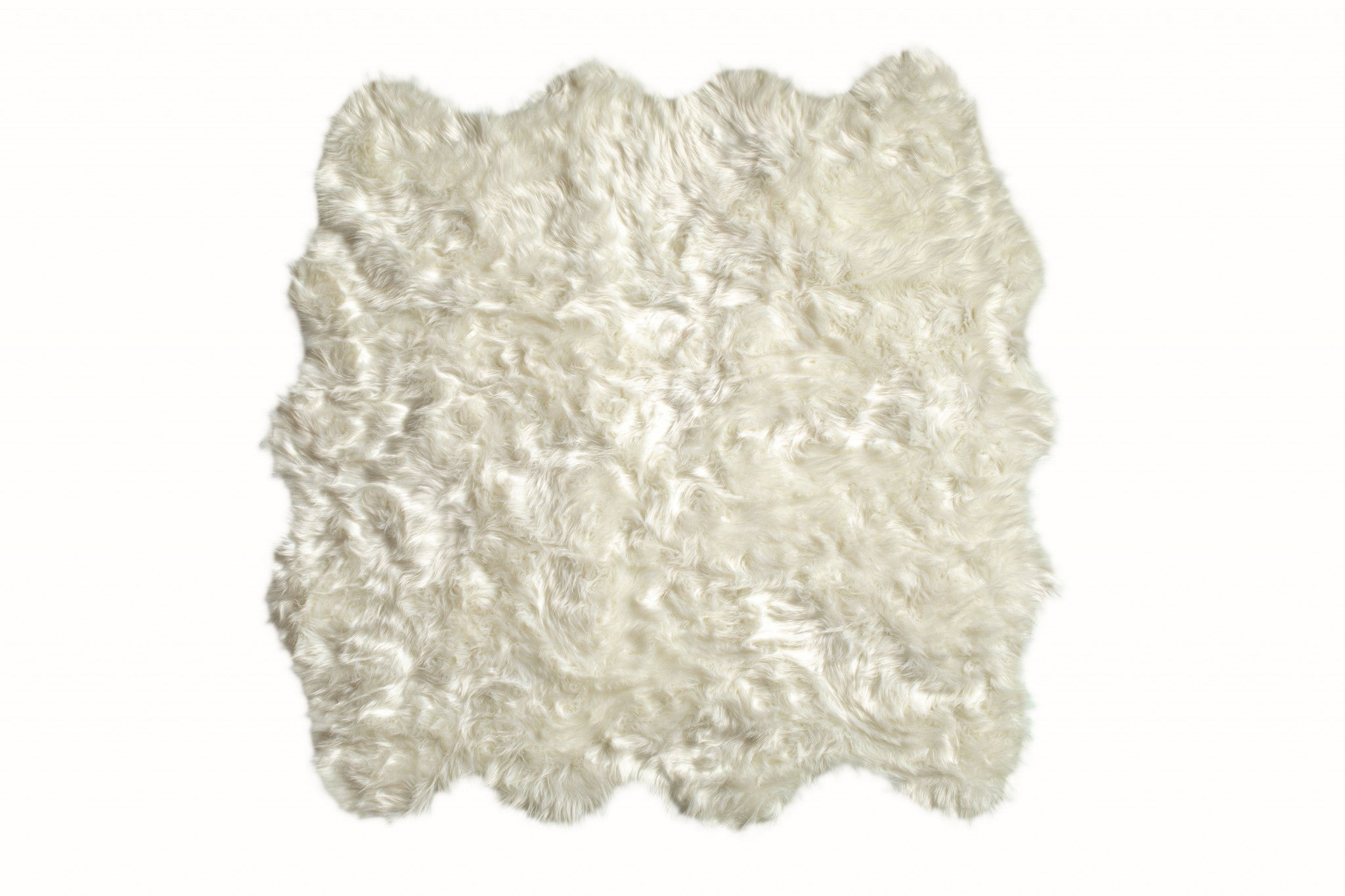 6' X 6' Off White Faux Fur Area Rug-Area Rugs-DECOROLALA