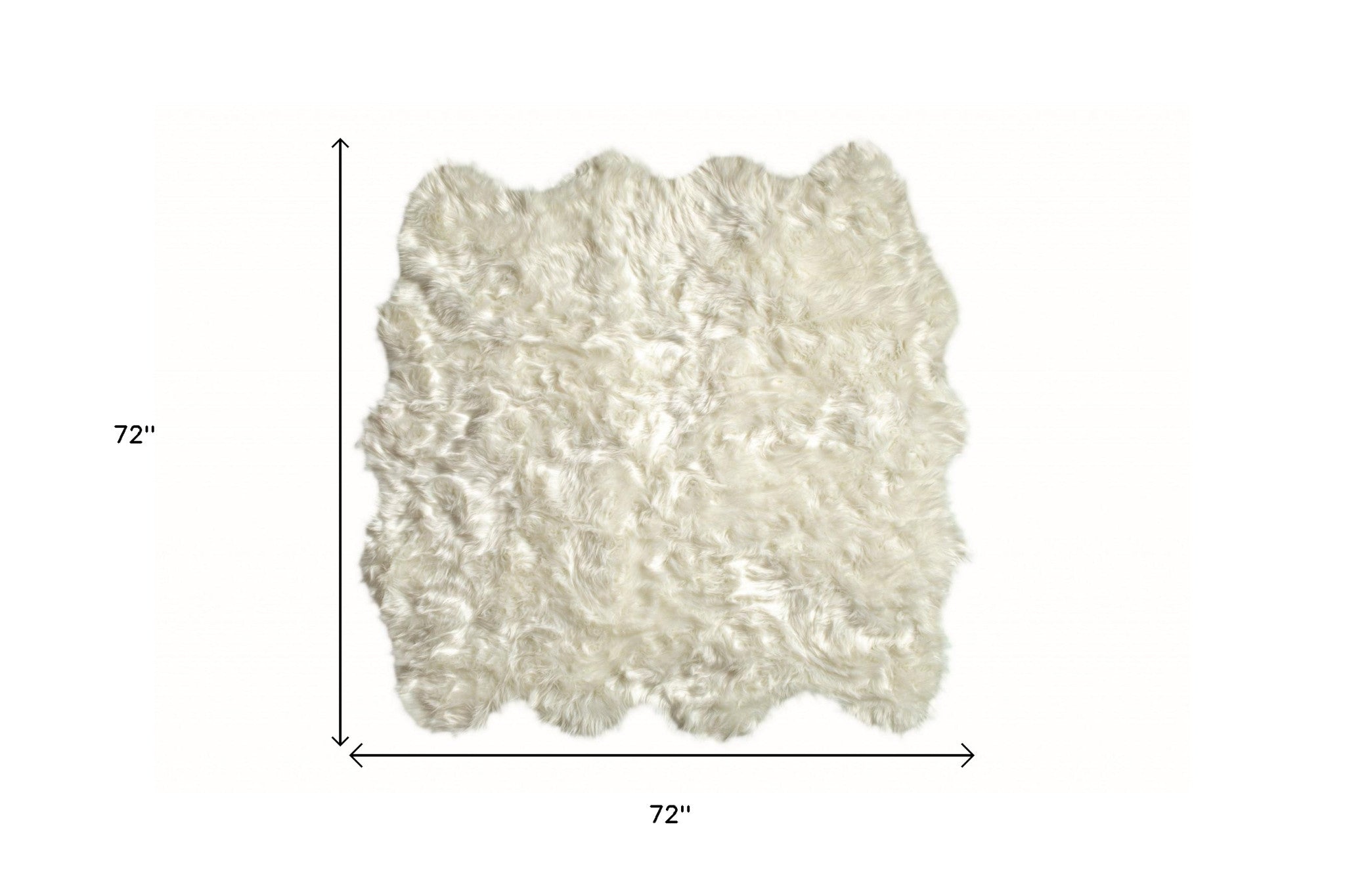 6' X 6' Off White Faux Fur Area Rug-Area Rugs-DECOROLALA