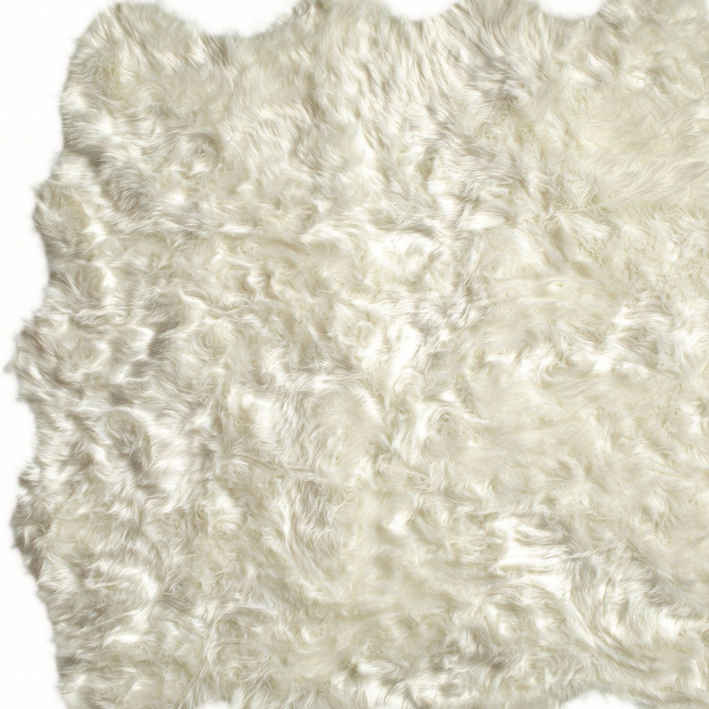 6' X 6' Off White Faux Fur Area Rug-Area Rugs-DECOROLALA