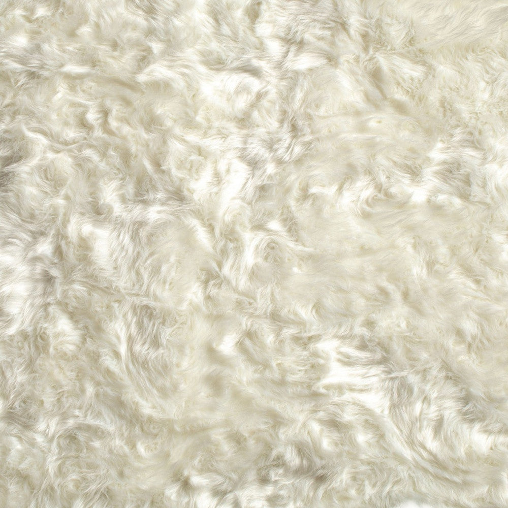6' X 6' Off White Faux Fur Area Rug-Area Rugs-DECOROLALA
