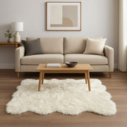 6' X 6' Off White Faux Fur Area Rug-Area Rugs-DECOROLALA