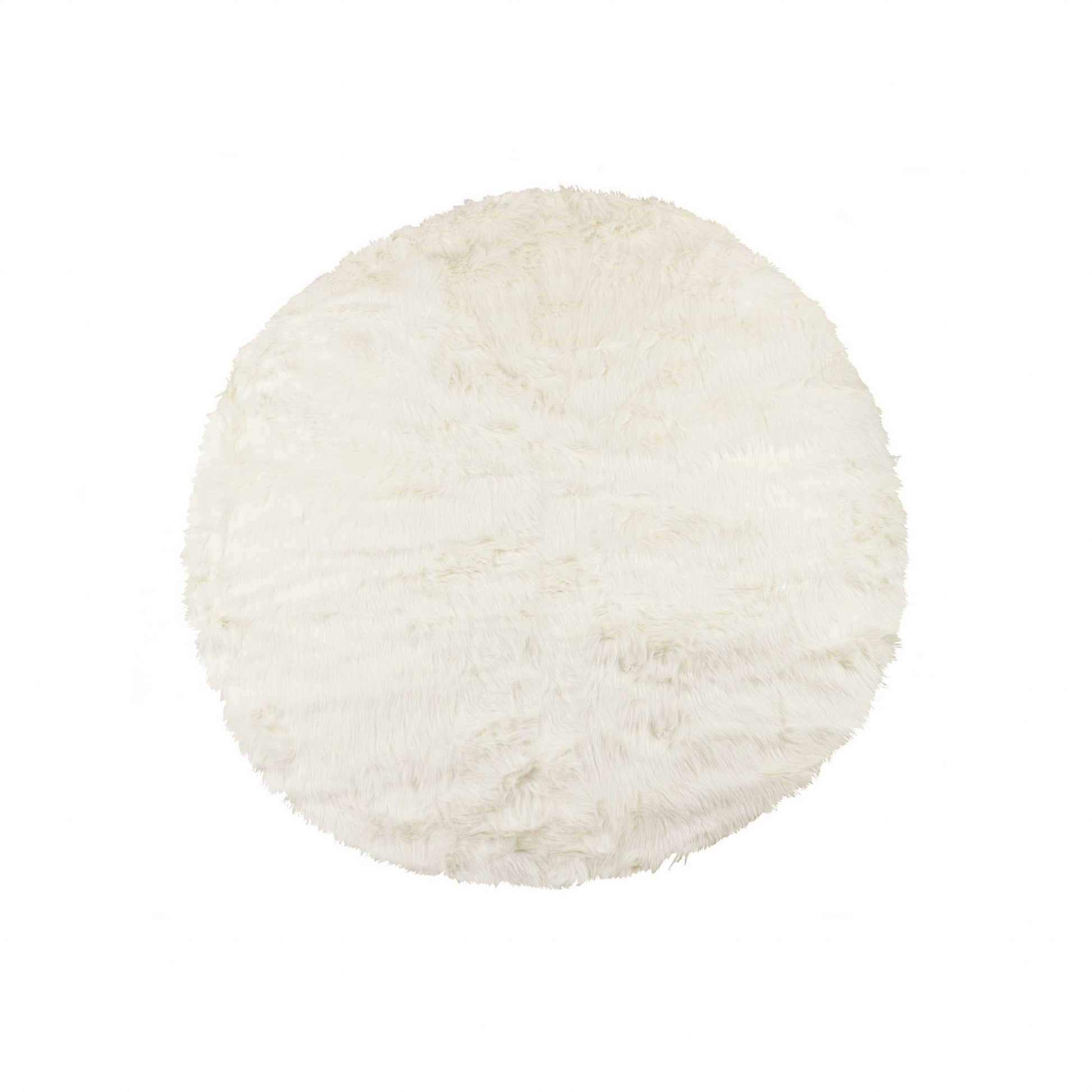6' X 6' Off White Faux Fur Shag Washable Round Rug-Area Rugs-DECOROLALA