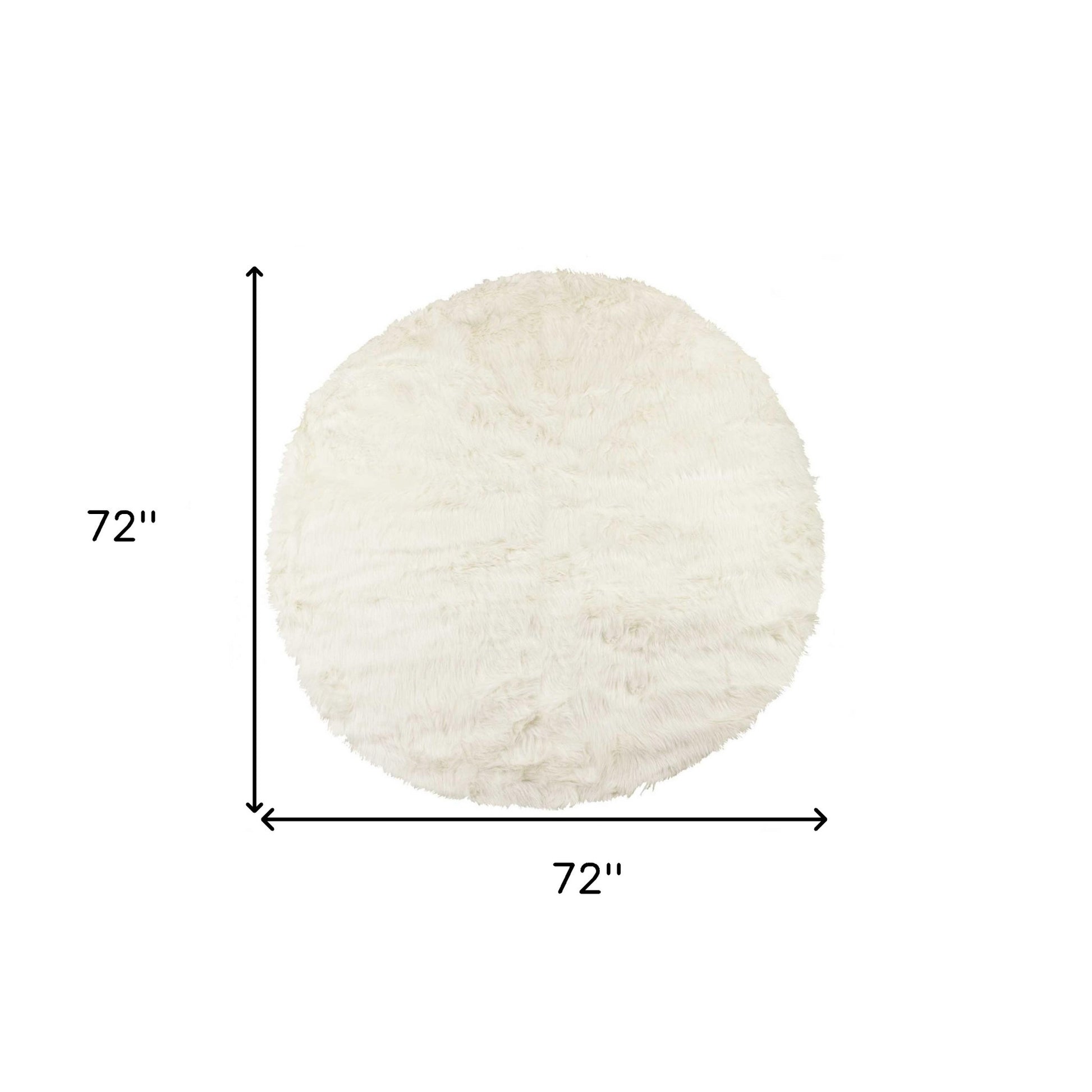 6' X 6' Off White Faux Fur Shag Washable Round Rug-Area Rugs-DECOROLALA