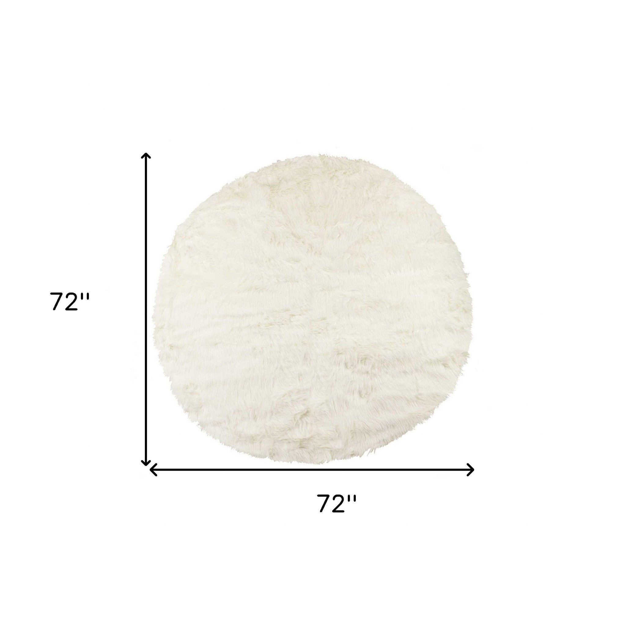 6' X 6' Off White Faux Fur Shag Washable Round Rug-Area Rugs-DECOROLALA