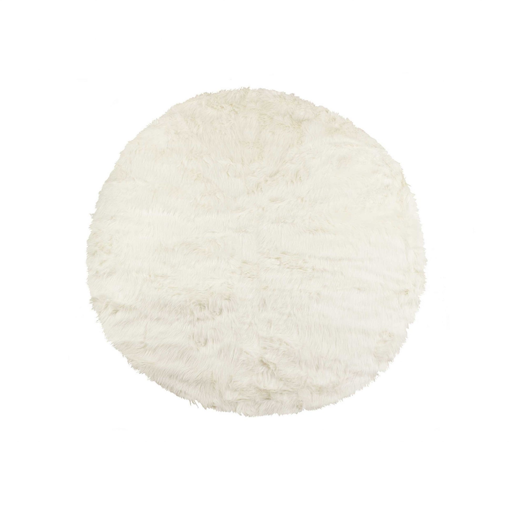 6' X 6' Off White Faux Fur Shag Washable Round Rug-Area Rugs-DECOROLALA