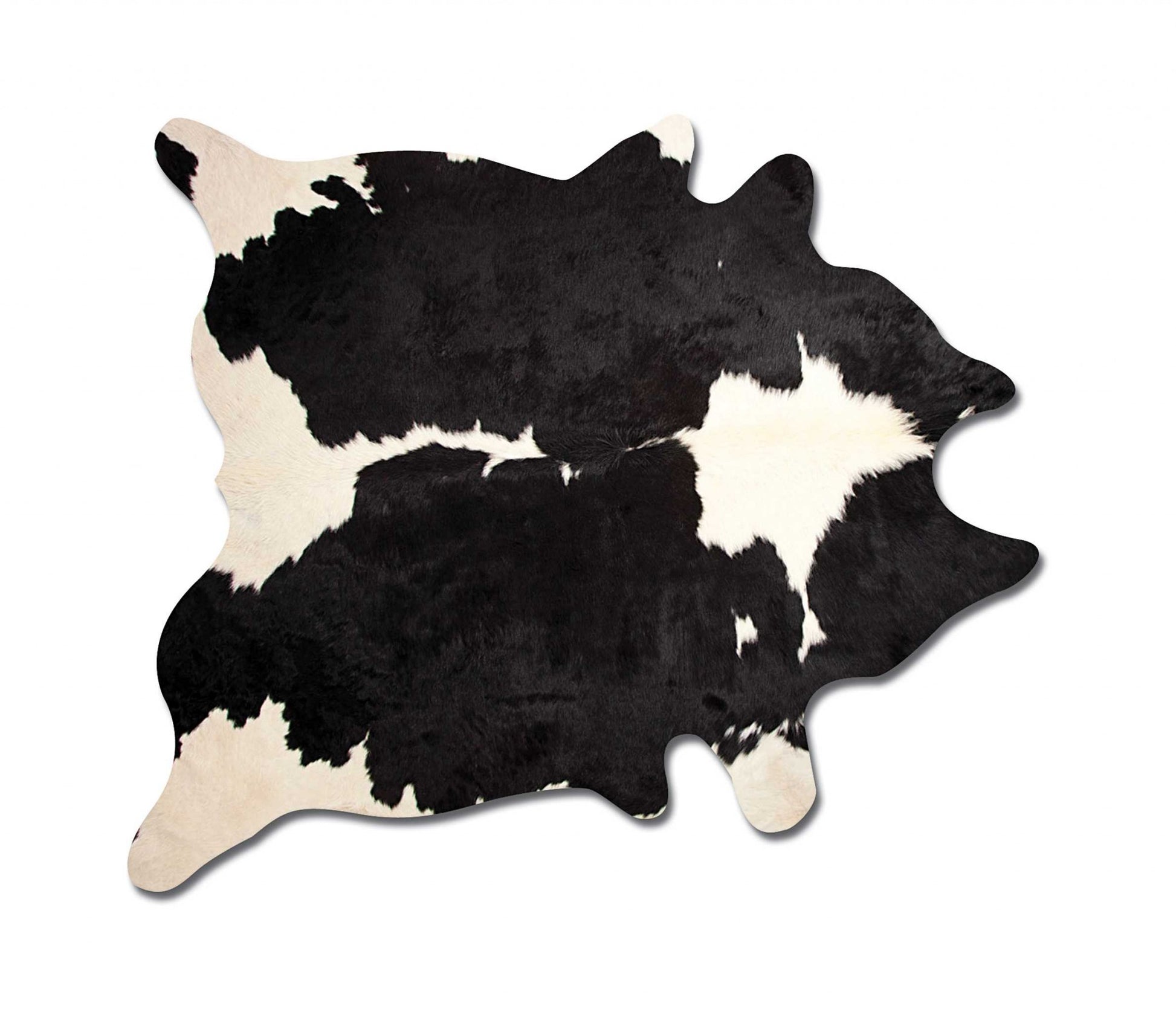 6' X 7' Black And White Cowhide Animal Print Area Rug-Area Rugs-DECOROLALA