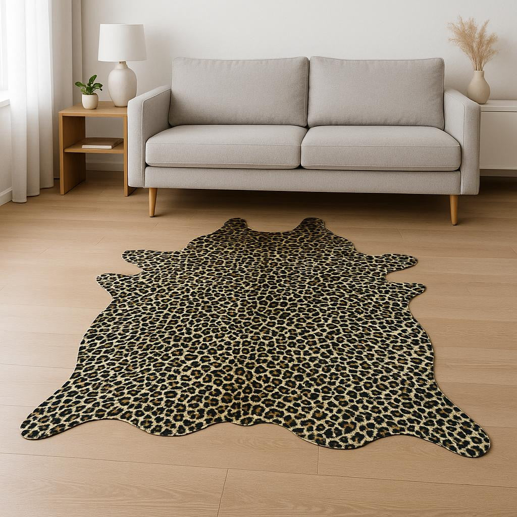 6' X 7' Black And White Cowhide Animal Print Area Rug-Area Rugs-DECOROLALA